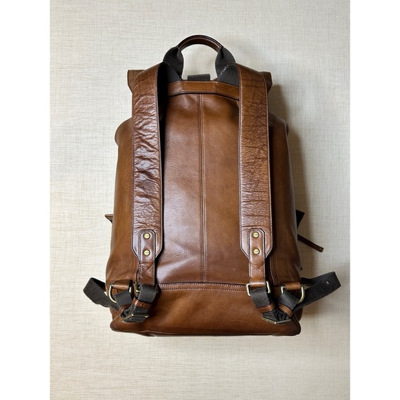 Coach Bleecker Leather Drawstring Classic Heirloom Backpack Fawn Dark Saddle - Picture 2 of 15